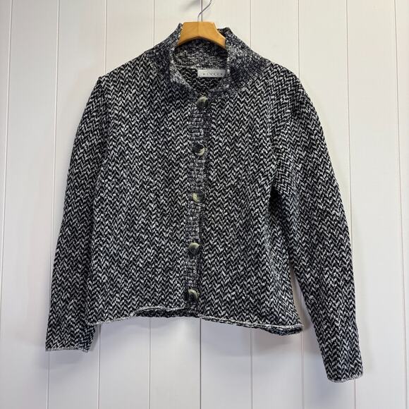 Vintage Willow Boho Herringbone Cozy Knit Cardigan Sweater Size M Hipster USA - Picture 1 of 7